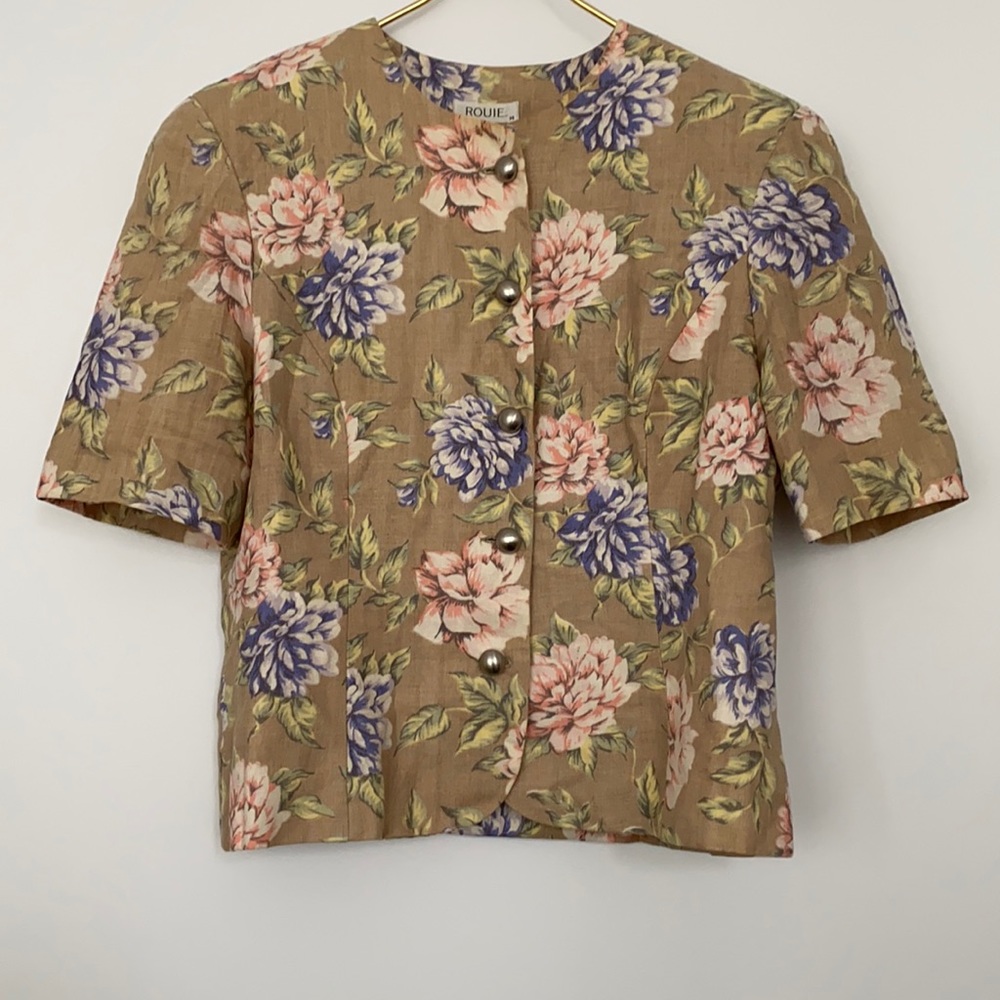 Vintage Linen Floral Blouse🌸 - Picture 1 of 11